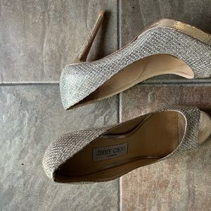 Jimmy choo silver glitter heel